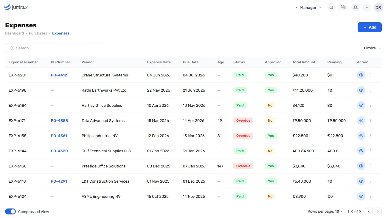 Juntrax Cashflow – Expense